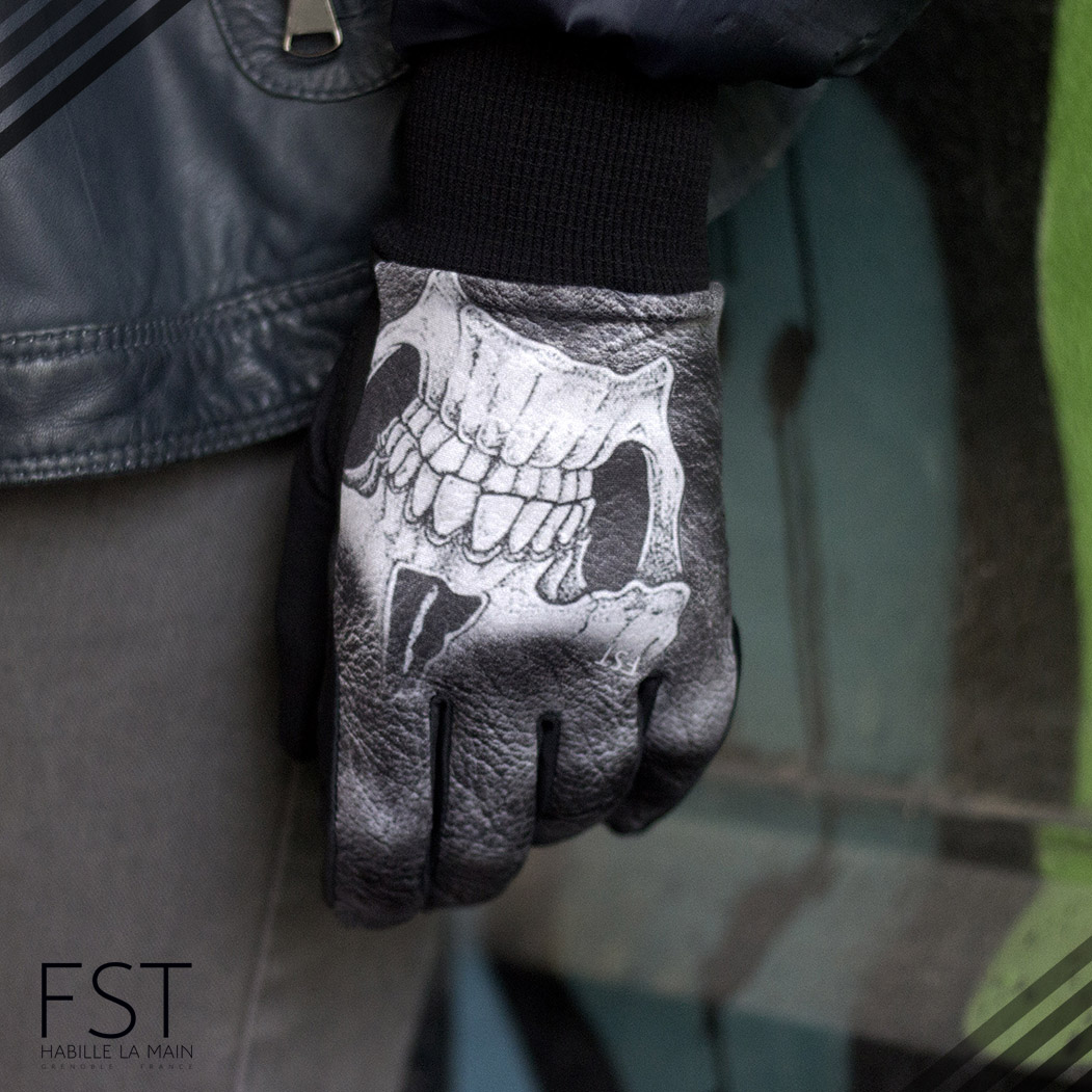 gants homme originaux imprimé tête de mort
