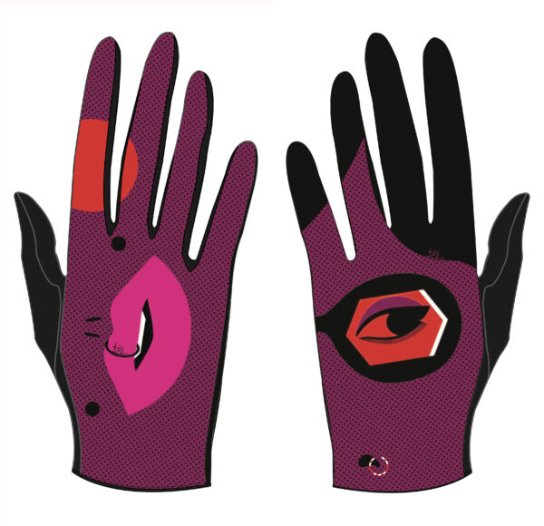 gants pour femme noir et violet